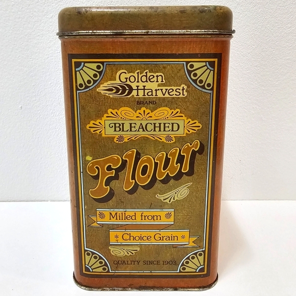 Vintage Golden Harvest Bleached Flour Tin Canister with Lid - Picture 15 of 16